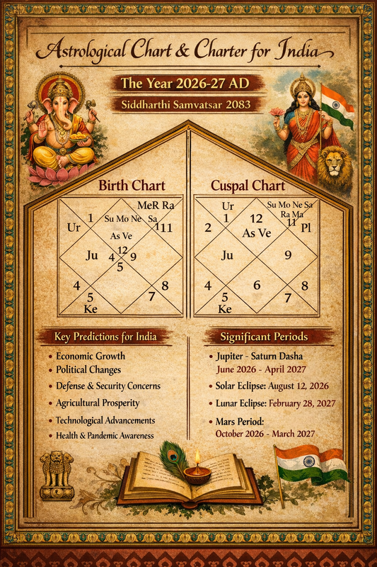 Astrological Chart & Charter for India The Year 2026-27 AD Siddharthi Samvatsar 2083 (2026-2027 AD) in HINDI by Vidyaputra Daya Shanker